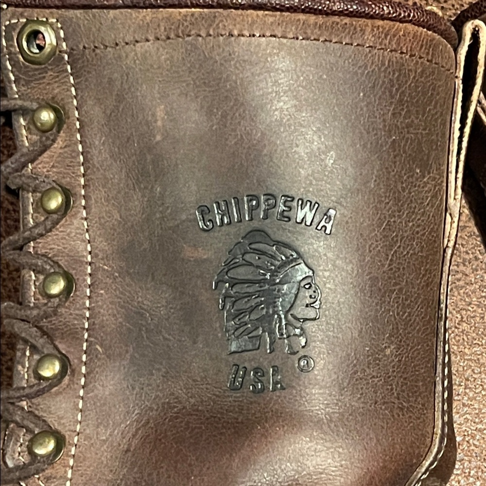 Chippewa Dark Brown Lace-Up Leather Work Boots - Picture 12 of 16